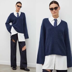 By Malene Birger Cimone Mohair-And-Wool Sweater Navy Sz XS